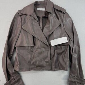 Bagatelle Brown Cropped Vegan Leather Jacket Size Medium